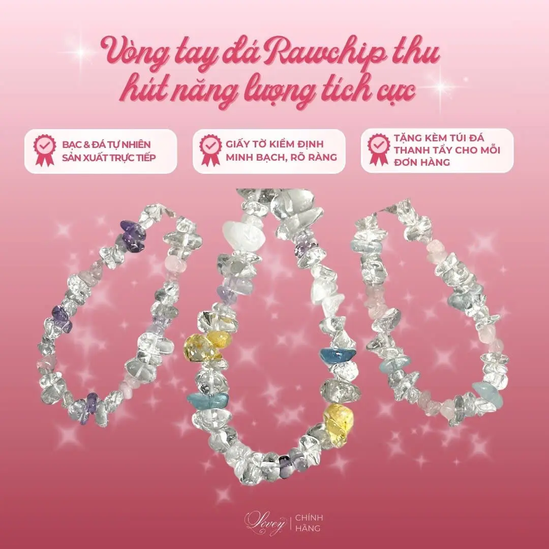 Vòng tay nữ LOVEY Rawchip Bracelet đá năng lượng may mắn