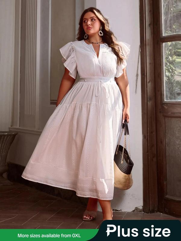 【Plus Size】Solid ColorDress, Plus Casual Dress for Summer, Women's Plus Clothes for Daily Wear 0