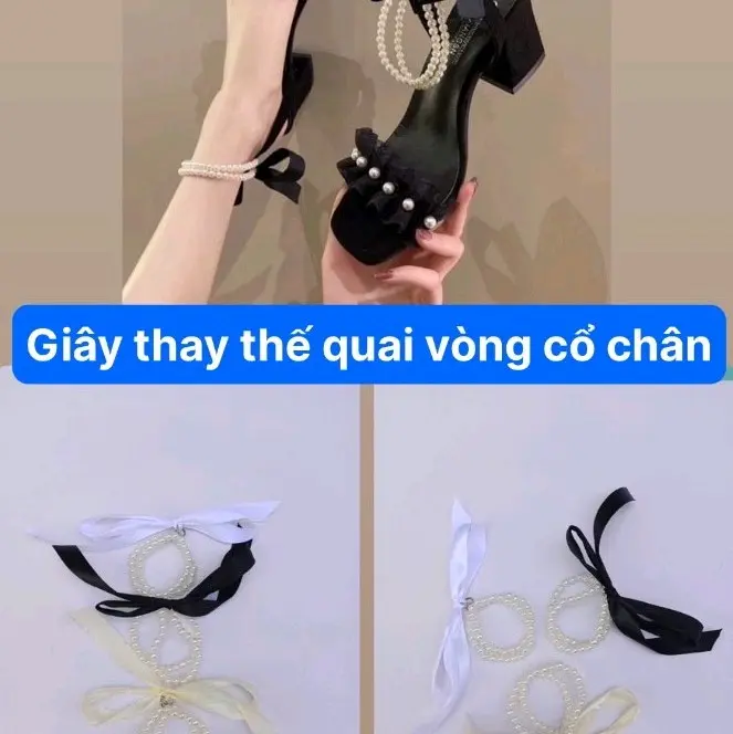 Quai giày vòng ngọc thắt nơ ruy băng đủ màu thay thế các loại dây giày gót chân Shoes Nữ Cao Su Có Quai 1
