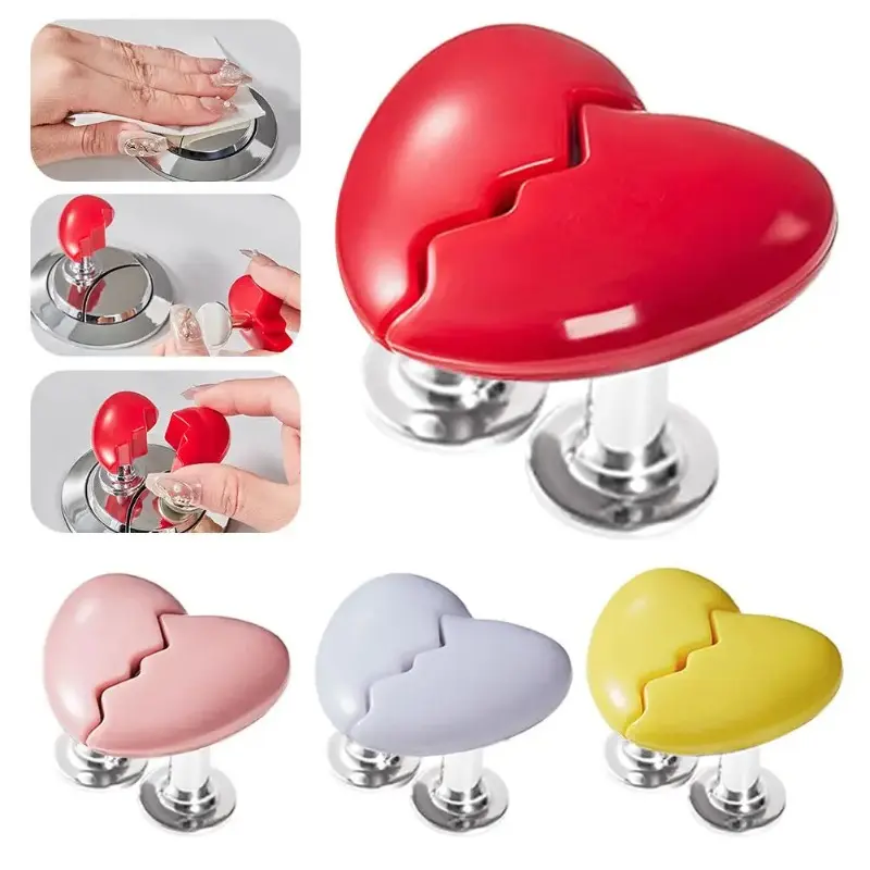 Heart Shape Toilet Presser Love Heart Toilet Press Button Bathroom Water Tank Buttons Push Switch Nail Protector for Bathing Room