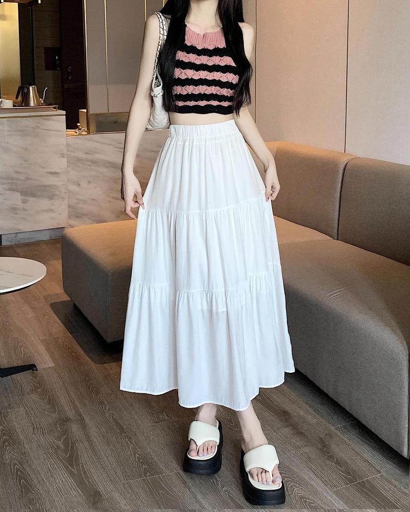 Product Introduction of White Cake Dress Skirt Women's Summer High Waist Pleated Skirt Mid-Length A- line Skirt Small Umbrella Skirt Pettiskirt A- line Skirt Girls' Dress 8