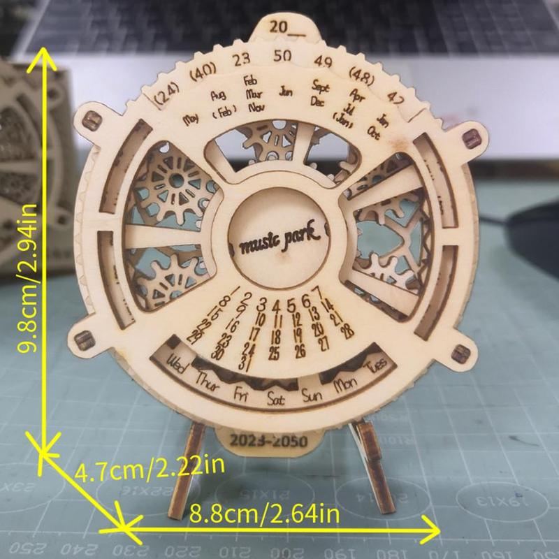 3D Wooden Perpetual Calendar Puzzles for Adults, 1 Count Mechanical Model Kits To Build Engineering Toys Supplies, Creative Birthday and Holiday Gift Options 2
