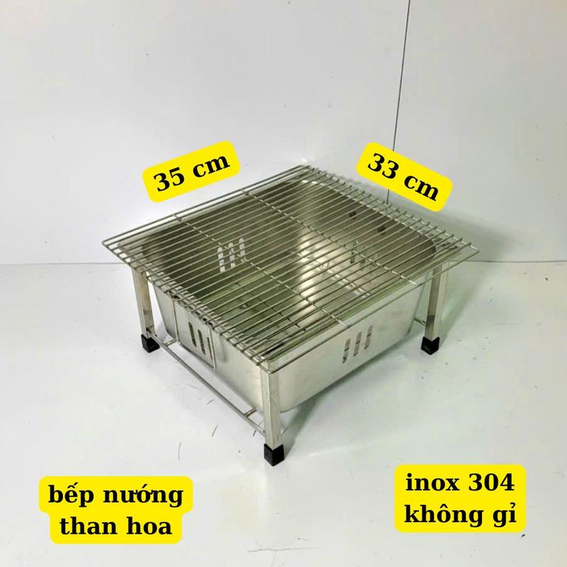 Bếp nướng thịt than hoa, bếp nướng thịt BBQ, bếp nướng thịt inox không gỉ, bếp nướng thịt 33 *35