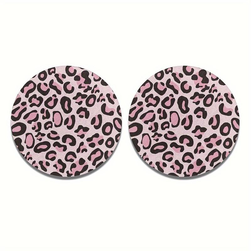 Product Introduction of Leopard-print Car Coaster, Round Anti-slip Car Cup Holder Coaster, Durable Car Cup Holder Pad, Car Interior Accessories for Women 5