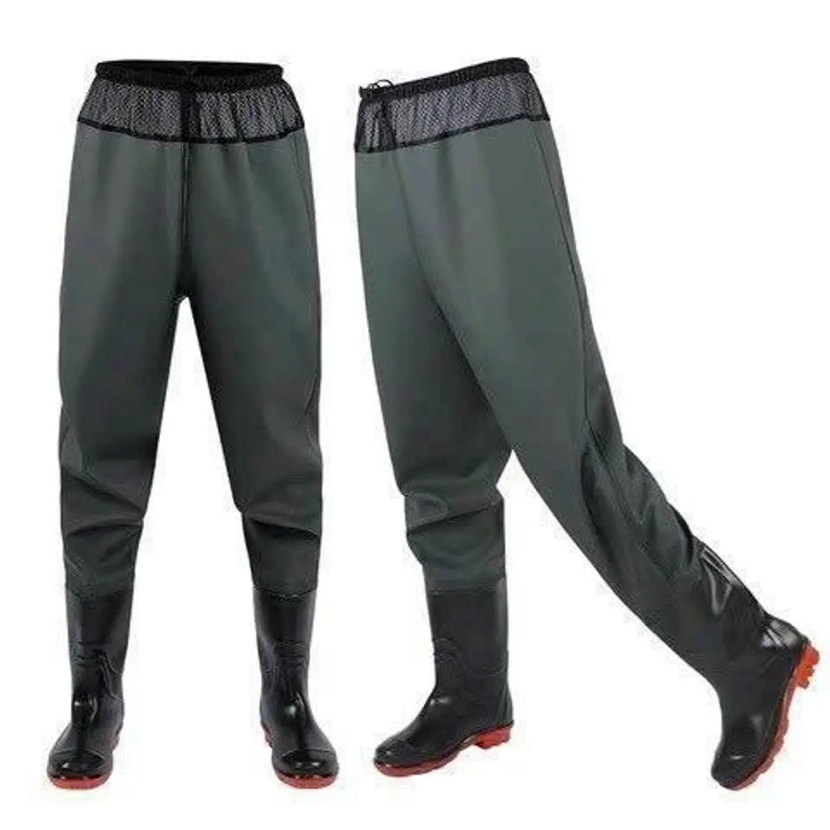 Quần ủng 2 lớp lội nước lội bùn đi theo cỡ giầy Chống nước màu xanh rêu