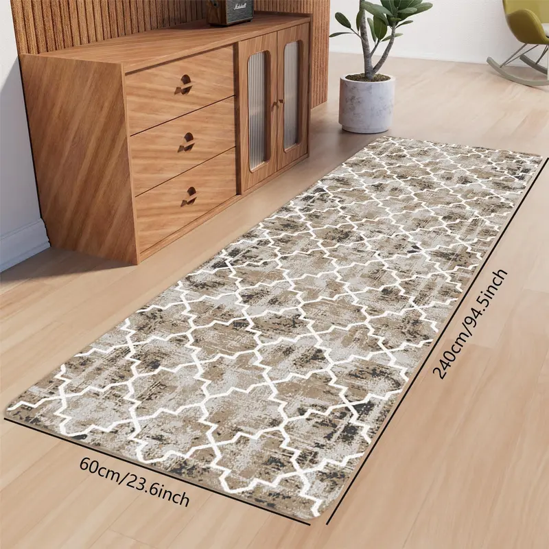 Modern Abstract Geometry Hallway Runner Rug, Non-slip Soft Washable Bed Carpet, Long Rug for Entryway Bedroom Kitchen Bathroom 3