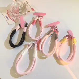[ TokoAzkia33 ] Best selLer!! Keychain Charm Tali Telepon Niche Sederhana Tenun Macaron Berwarna Headphone Pendek