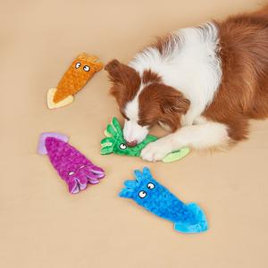 犬と猫のための1/4パックのタコの形をしたきしむぬいぐるみ-精神的な刺激のためのインタラクティブなパズルおもちゃ、破壊的な行動を防ぐための耐久性のある噛むおもちゃ、中小品種と子猫とのソロプレイに最適