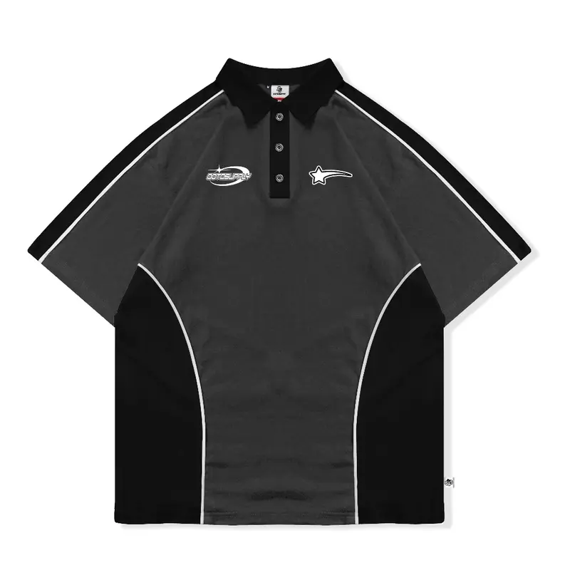 OOTDSUPPLY Oversize Polo Rugby Shirt V.4 WIld Star Black Grey | Kaos Polo Pria dan Wanita PSRGB-V4005 5