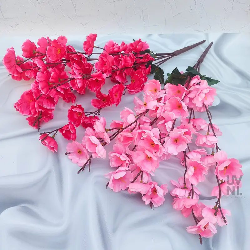 Bunga Sakura Cherry Blossom 7 Cabang 56CM Meihua Plastik Dekorasi Sakura Tancap Bunga Hias 2