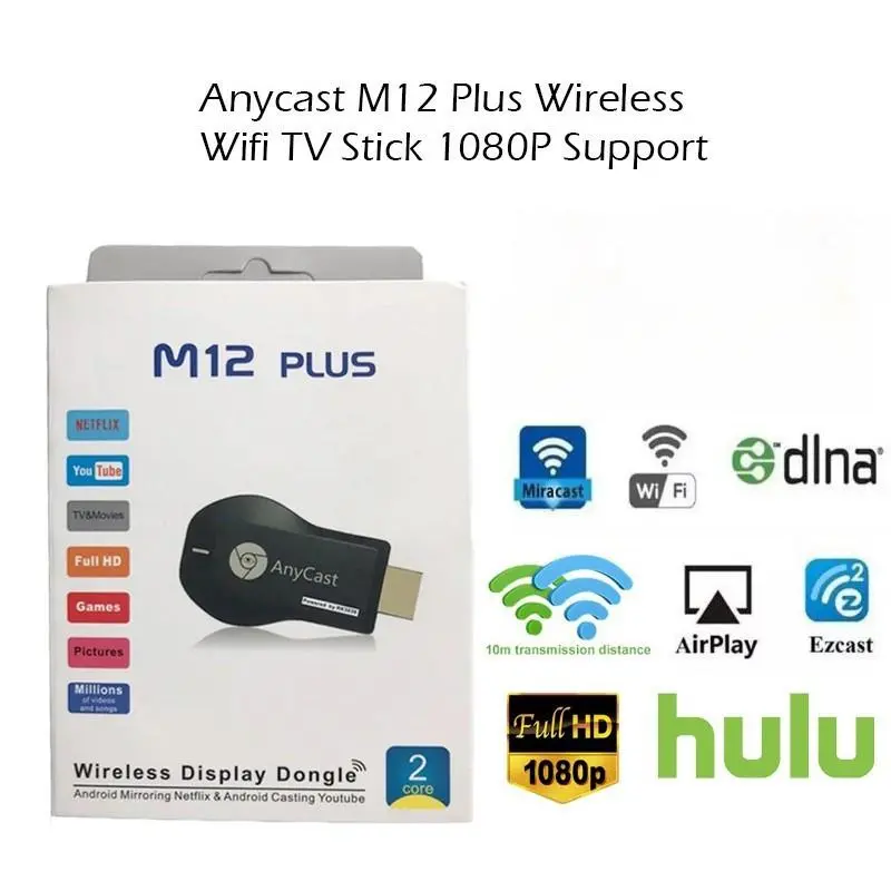 AnyCast M12/M9/  Plus Wireless TV WiFi Dongle 1080P HDMI Airplay Miracast TV Stick Fast Shipping Elfly