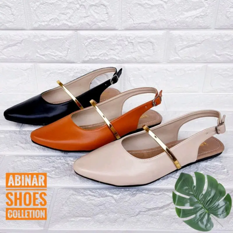 Sepatu sandal tali variasi flat tali emas Tanpa Hak Sandal jepit Wanita Sendal heels
