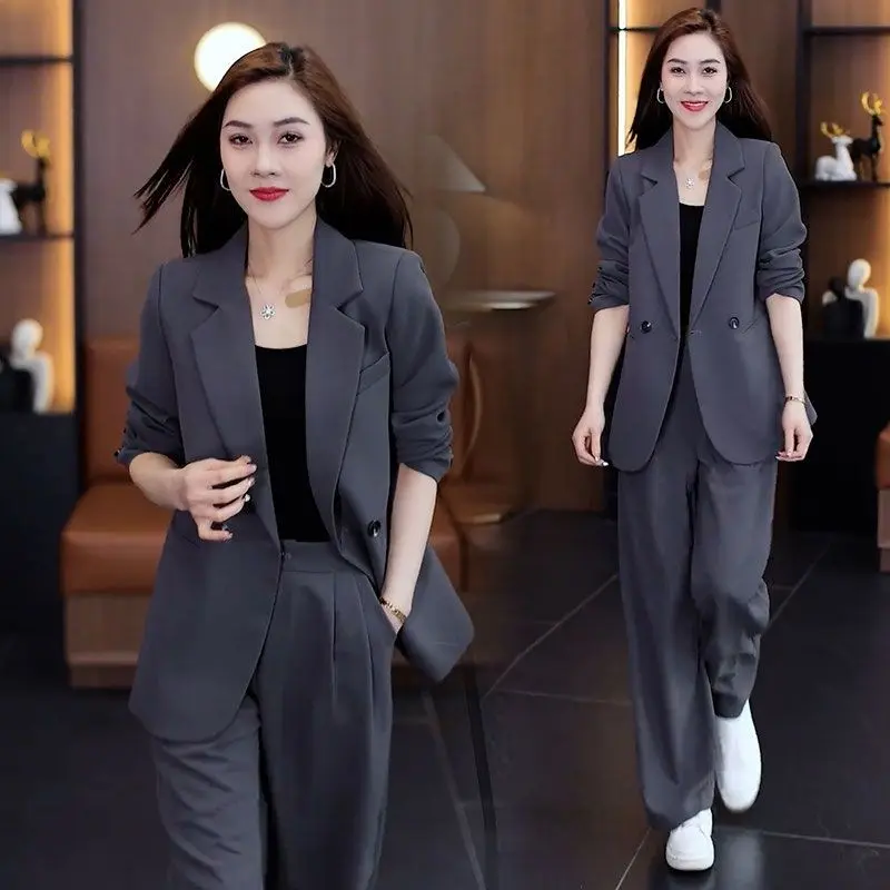 Bộ Đồ Công Sở Cho Nữ, Hàng Mới Về Mùa Xuân 2024, Dáng Rộng Rãi Và Bó Sát, Bộ Đồ Thường Ngày Áo Khoác Và Quần Ống Rộng, Thích Hợp Cho Công Sở Ong Top Women