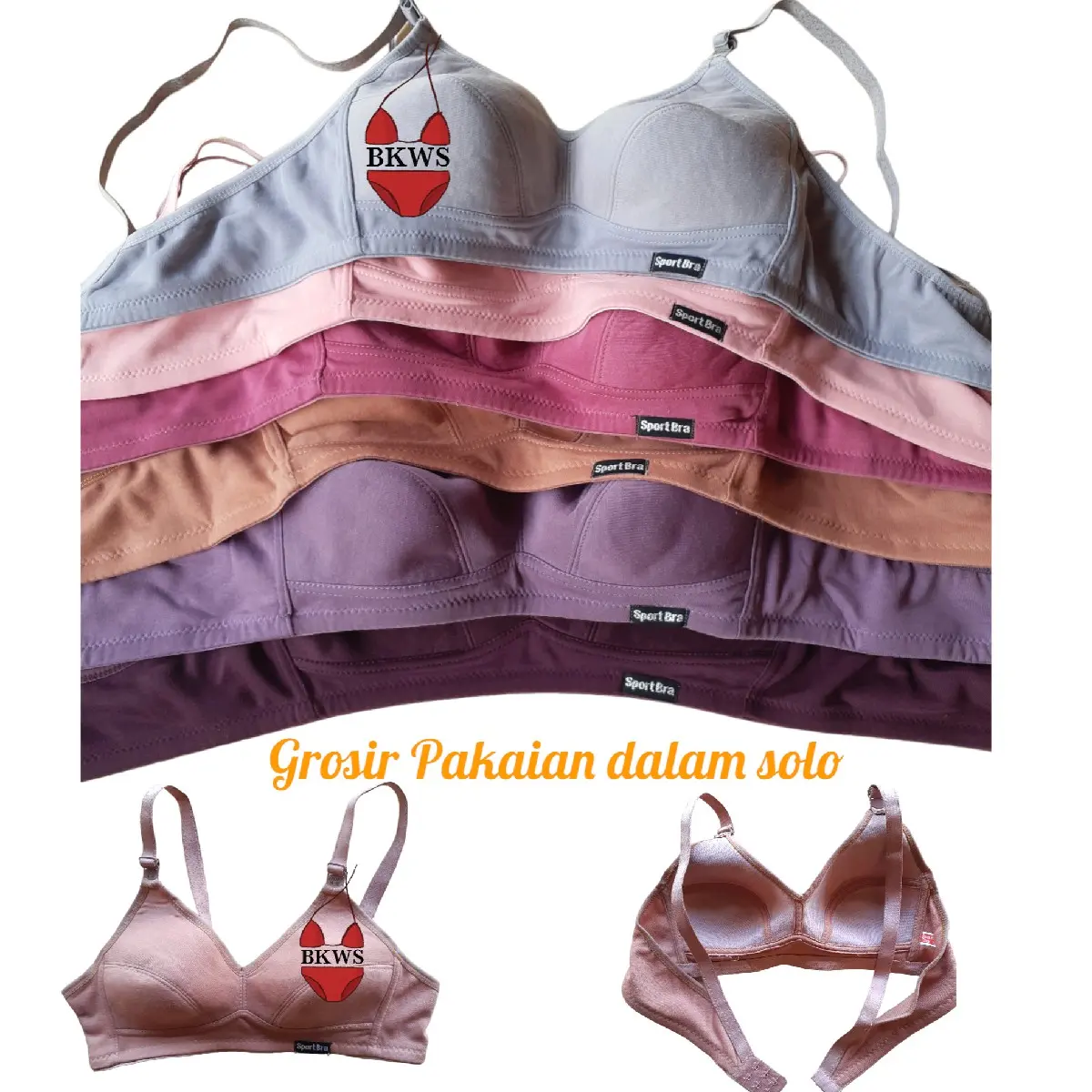 6pcs COD SPORT BRA WANITA CEWEK REMAJA DAN DEWASA - TANPA KAWAT - TANPA BUSA - BH SPORT