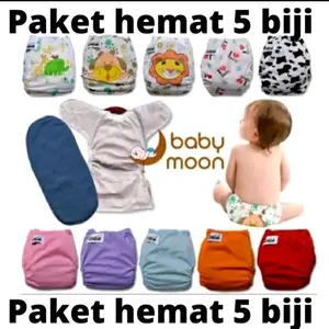isi ( 5 pcs ) clodi / diaprers cuci ulang /pempes kain newborn dan anak