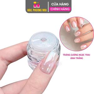 Tráng Gương Ngọc Trai Ánh Trong Hạt Siêu Bóng Mịn Cao Cấp, Trắng Bạc Nhạt, Bạc INOX 2g Tạo Hiệu Ứng Ánh Bạc, Sáng Bóng Lấp Lánh Như Ngọc Trai Trang Trí Móng