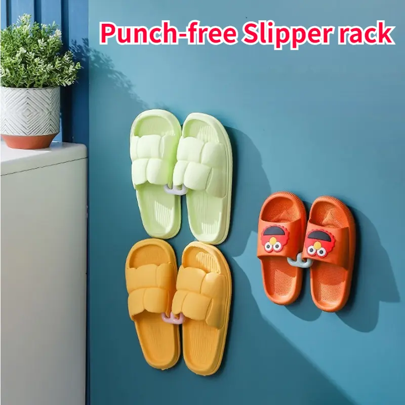 1pcs Slippers Rack No Punching Bathroom Shoe Slipper Hook Toilet Drainage Rack Wall Mounted Bedroom Neat Storage Shoe Drying Rack