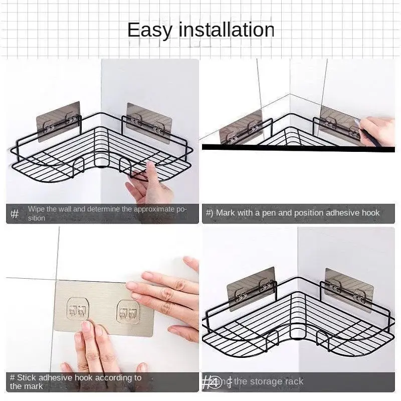 Giá Để Đồ Nhà Vệ Sinh, Thiết Kế Ba Chân, Thích Hợp Cho Nhà Vệ Sinh, Phòng Tắm Và Nhà Bếp, Có Thể Được Sử Dụng Làm Giá Để Đồ Nhà Vệ Sinh, Giá Treo Tường 2