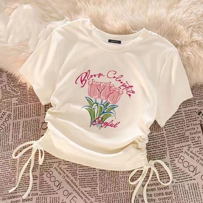 Product Introduction of Áo Thun Cotton Ngắn Tay Màu Mơ, Cho Bé Gái, Thích Hợp Cho Mùa Hè, Dây Rút, Thiết Kế Đáng Yêu, Áo Sơ Mi In Hình XINGX, Thời Trang, Cho Trẻ Em Trung Bình Và Lớn Top Women 3