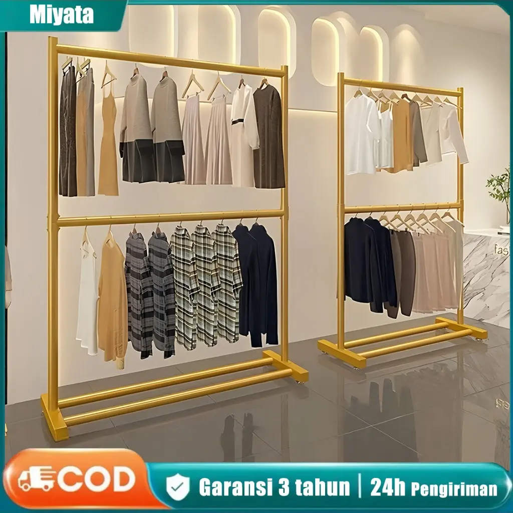 150X200CM Rak Gantungan Baju 2 Susun Gantungan Baju Besi Gantungan Baju Berdiri Rak Baju Gantung