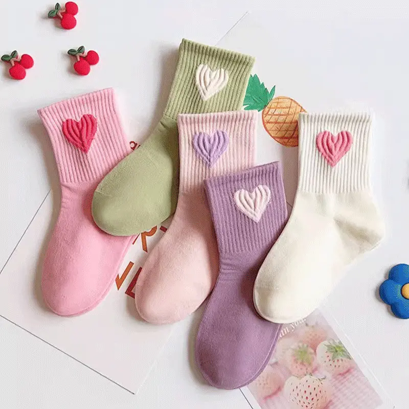 5 Pairs Kids Girls Socks Trendy Plain Cotton Socks for Girls Soft Breathable Children's Socks for 1-14 Years Old