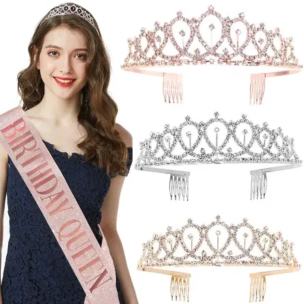 21cm Crystal Huge Tiara Crown - Wedding Bridal Queen Princess Prom - Adult
