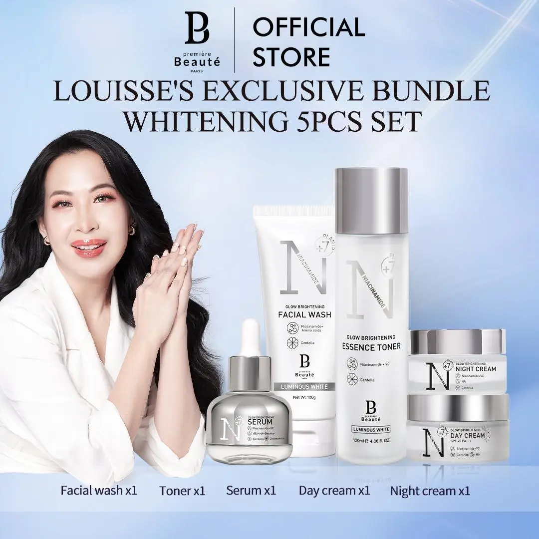 [Selvidjong's Bundle] Premiere Beaute Whitening Skincare 5pcs Set [BPOM] Skincare Series Luminous White Glow Whitening Facial wash | Toner | Serum | Day cream| Night cream Louisse Bundle