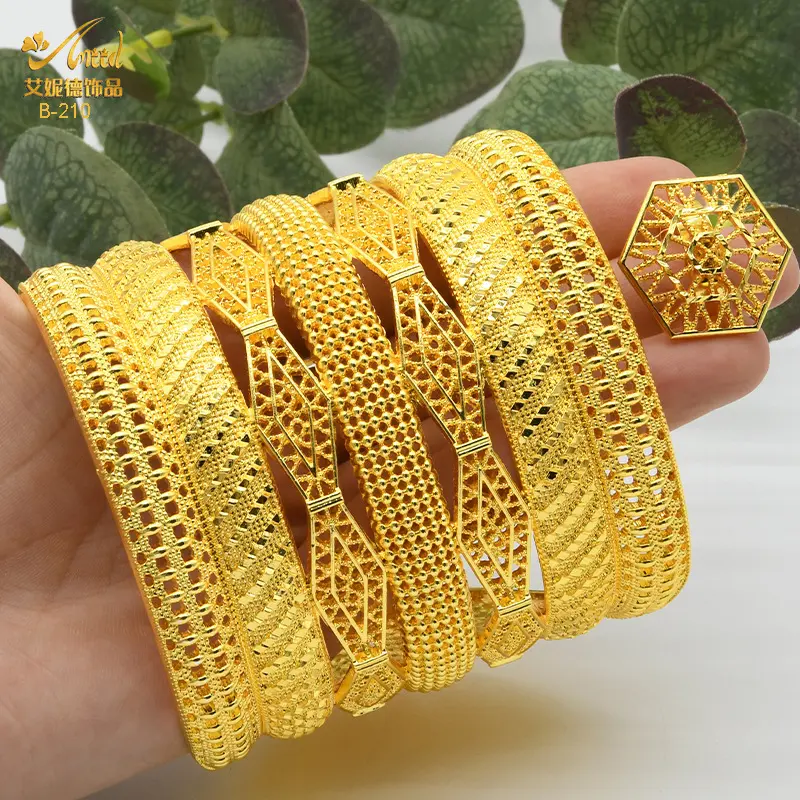 Nhẫn Vòng Tay Cưới Cô Dâu, Mạ Vàng 24K, Trang Trí Nhẫn Vòng Tay Lớn, Thích Hợp Cho Nữ Trung Đông Và Nữ Ban Nhạc, Làm Bằng Vàng Phù Sa 8