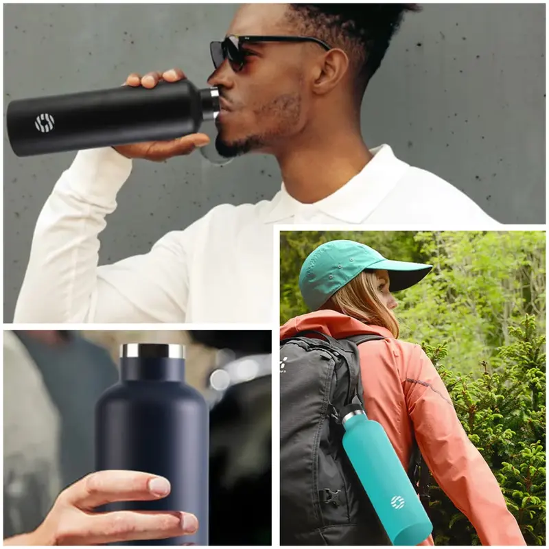 FJbottle - Botol Minum Tumbler Olahraga Stainless Steel 1Liter Dengan Gantungan Free Sikat dan Tas Botol 7