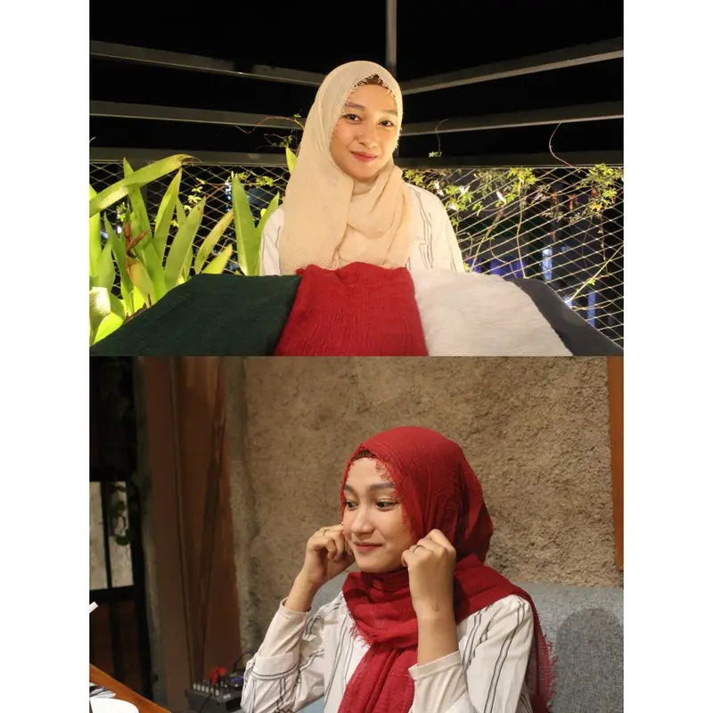 Hijab Pashmina Jilbab Crinkle Pashmina Jilbab Renda Bahan Katun Muslim Kerudung Instan Diamond Crepe 5