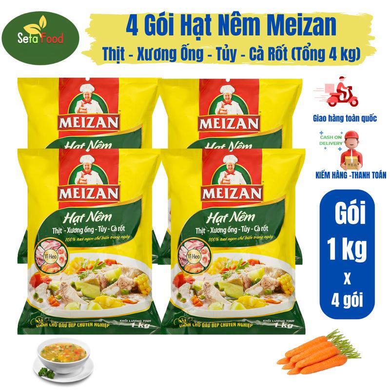 Gia vị Hạt Nêm Meizan Vị Heo Xương Ống Tủy Cà Rốt Combo 4 gói x 1kg Tổng 4 kg Lựa Chọn Hàng Đầu Cho Đầu Bếp Chuyên Nghiệp Tương