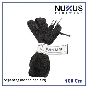 Nukus Tali Sepatu Pipih Gepeng Ceper Lempeng Hitam - 100 cm