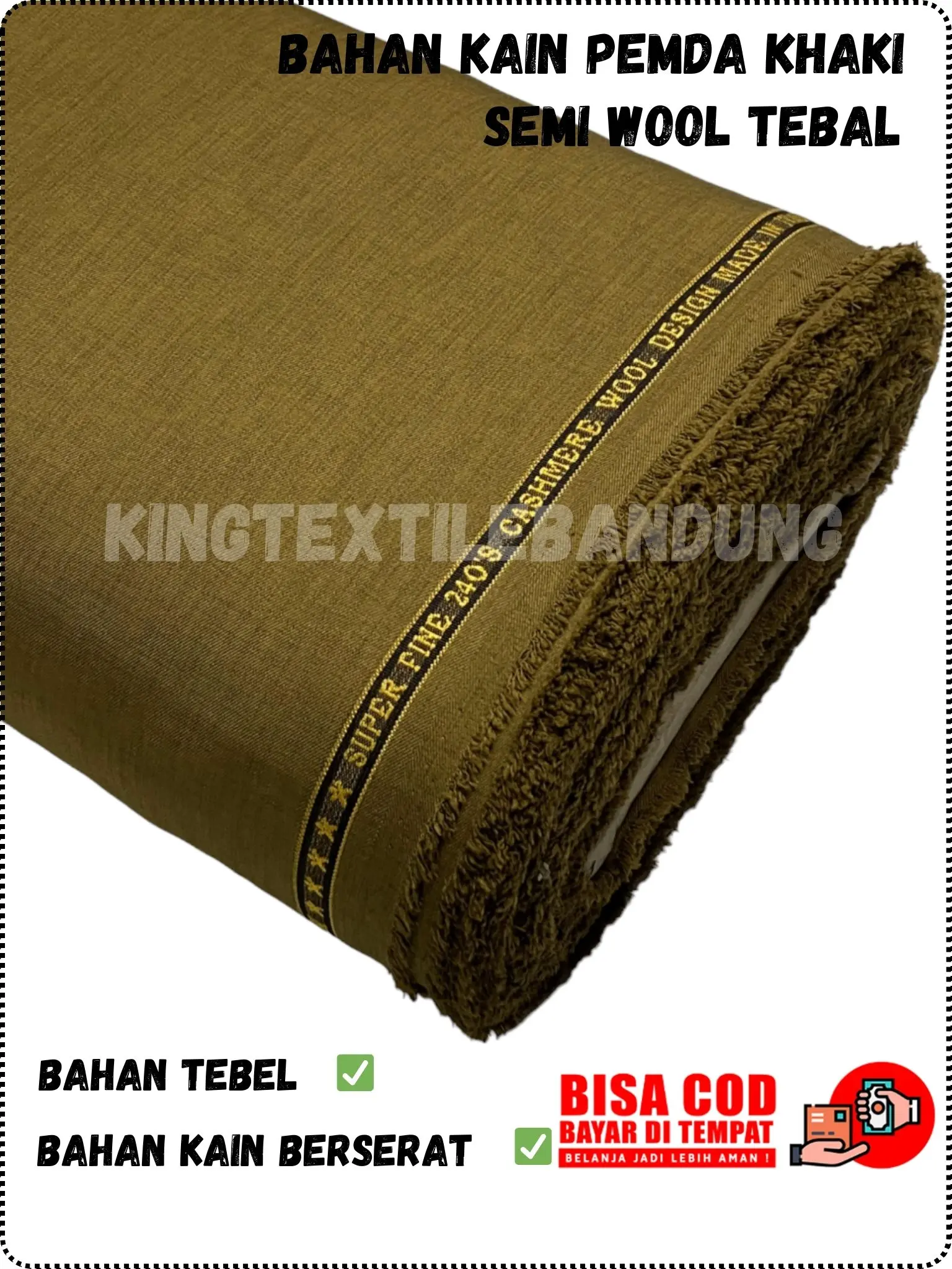 KAIN PEMDA KHEKI SEMIWOOL TEBAL PNS GURU ASN SETELAN SERAGAM DINAS