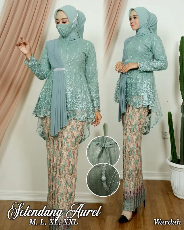 Kebaya Tile Slayer Aurora Salendang Dan Rok Plisket Batik Premium Seragaman Wisuda 2022 Kebaya Remaja Kekinian Kebaya Mod korean ern Xiuyan Jade Brown style dress lamar 5