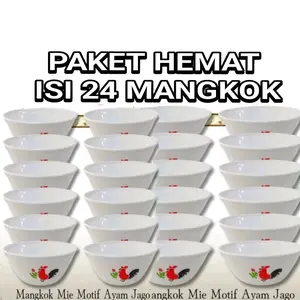 PAKET HEMAT ISI 24 MANGKOK plastik AYAM JAGO BERAT 1 KG mangkok Plastik mangkok bakso piring  1 set piring  melamin mangkok  plastik