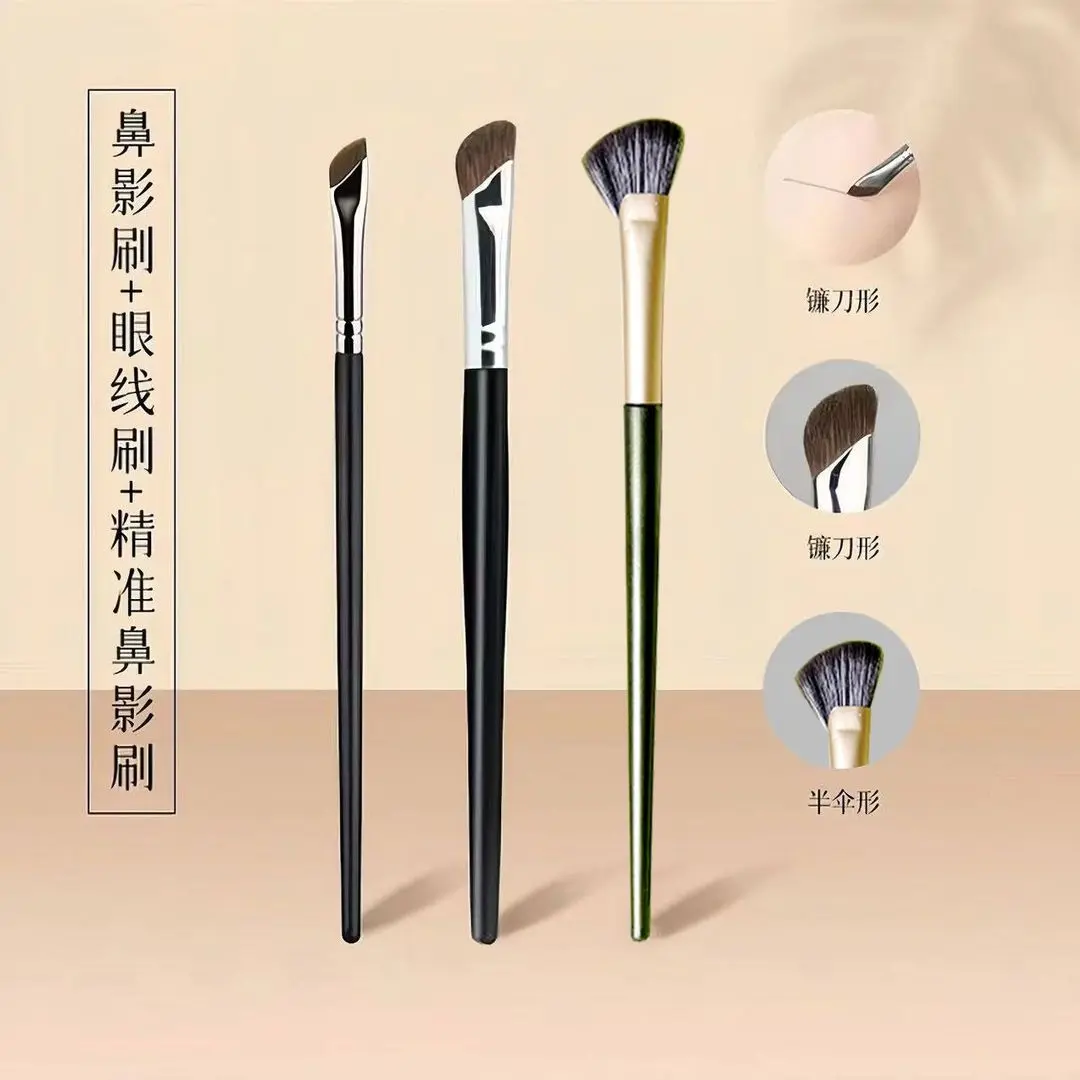 Shading Brush Three-Piece Half Fan-Shaped Eye Countour Brush Bevel Nose Side Shadow Outline Blending Brush Soft Hair Cangzhou Makeup Brush