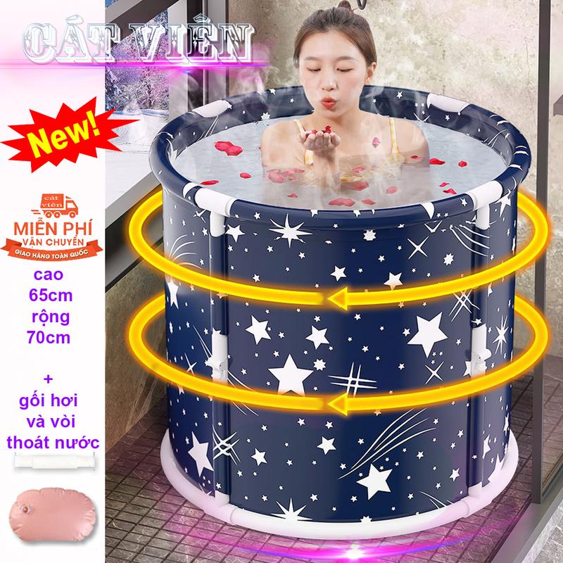 Bồn Tắm Gấp Gọn Cát Viên Dành Cho Trẻ Em Và Người Lớn Ngâm Nước Ấm Ngâm Đá Dung Tích 150L Kích Thước 65x70cm 6 Lớp Chịu Nhiệt 90 Độ C Tiện Ic Gấp Nhỏ Gọn Dễ Vận Chuyển