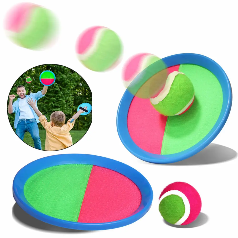 Toss And Catch Ball Set Toss Paddle Beach Toys Sticky Target Rackets Outdoor Games Lawn Throw Catch Set Kids Focus On Sports