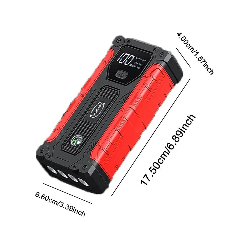 12V High-current Portable Jump Starter Kit, Car Battery Jump Power Pack, USB Fast Charging, Built-in LED Light, Compass Included, Battery Storage Box 1