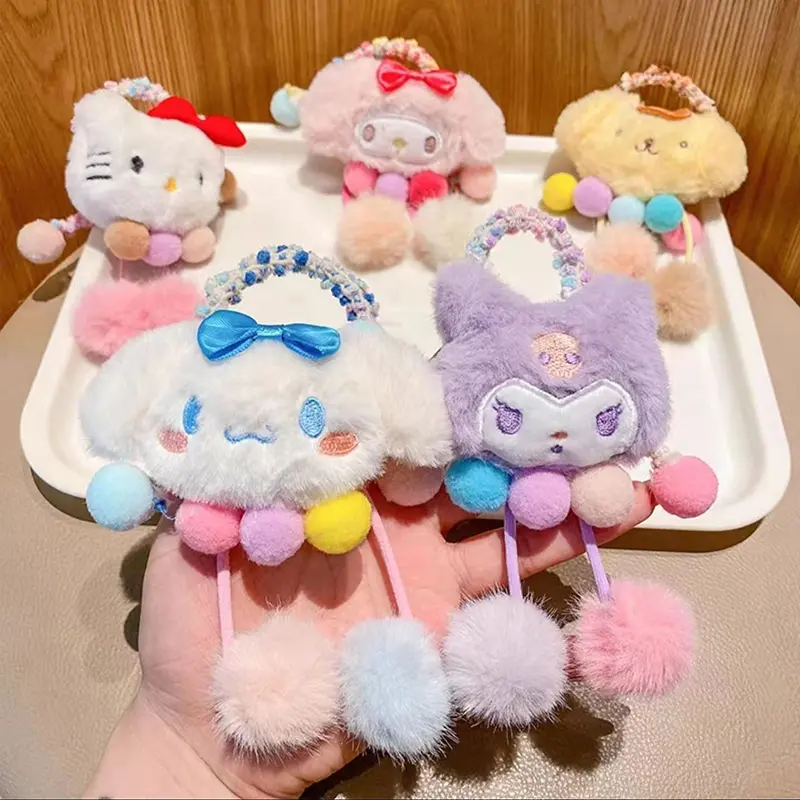 Dây Buộc Tóc Co Giãn Nhồi Bông Dễ Thương, Dành Cho Bé Gái, Thiết Kế Hoạt Hình Sanrio, Dây Buộc Tóc, Dây Cao Su, Phụ Kiện Cài Tóc, Phụ Kiện Tóc 3