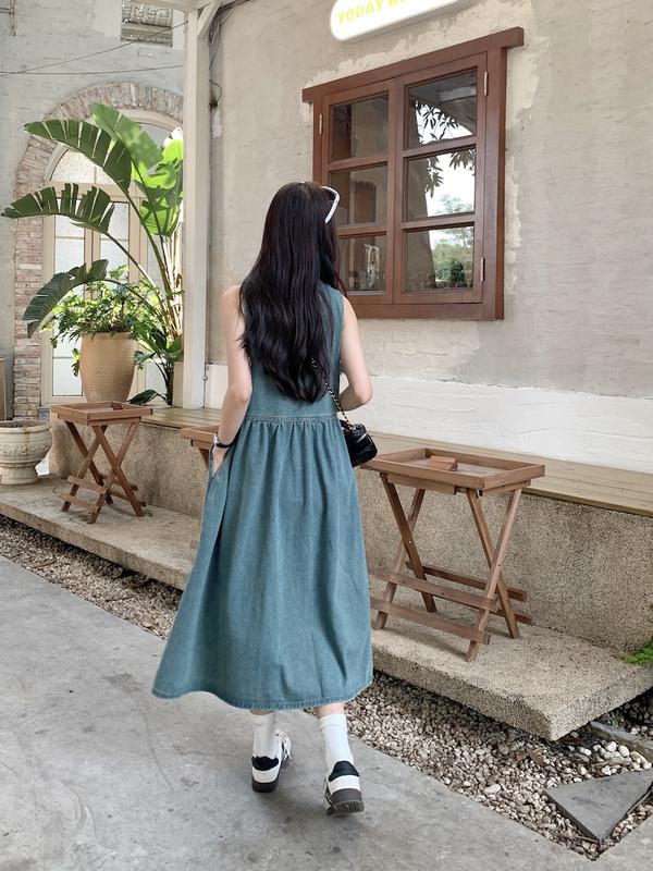 Product Introduction of Y. French Style Temperament V-neck, Vest Denim Dress Casual Womenswear 10
