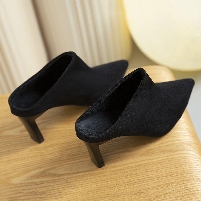 Product Introduction of Dép Lê Nửa, Thời Trang Pháp Thanh Lịch, Phong Cách Mùa Hè, Mũi Nhọn, Có Thể Đeo Ngoài Trời, Dép Giày Cao gót, Dành Cho Nữ, Hàng Mới Về Năm 2024, Bó Sát, 2023 14
