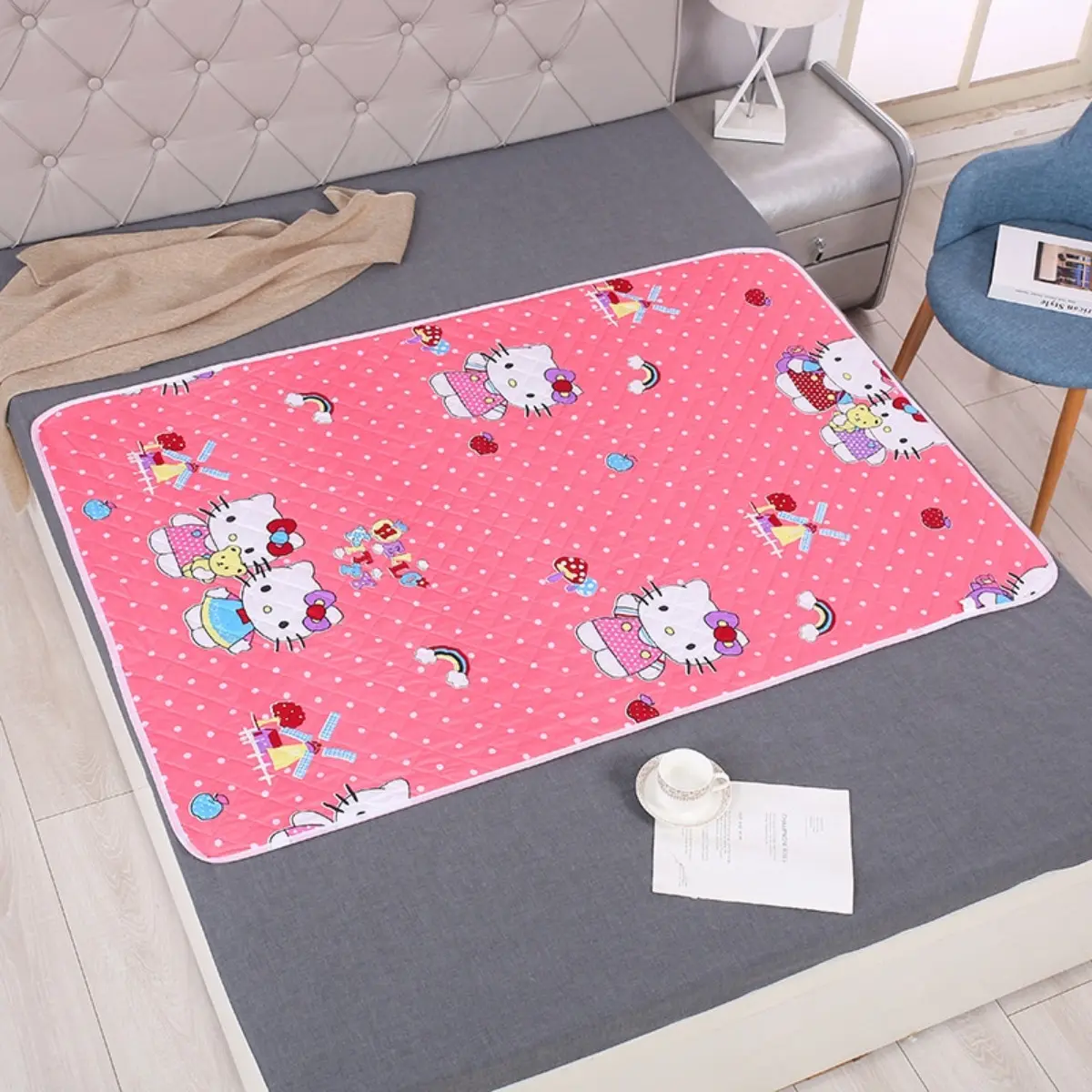Tikar Kencing Lampin Kalis Air, untuk Bayi, Dua Sisi, Pelindung Tilam, Boleh Dicuci, Cadar, Alas Lampin Baby Selimut Lipat Bedding