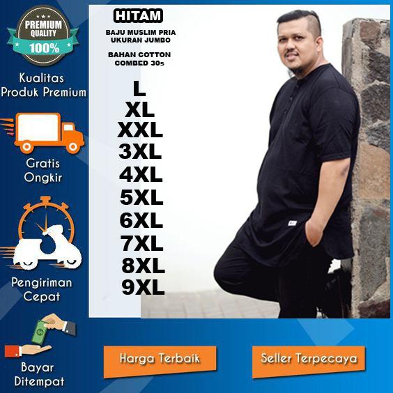 KAOS KOKO QURTA JUMBO L-9XL WARNA HITAM - KAOS QURTA MUSLIM PRIA BIGSIZE SAMPAI 9 XL 0