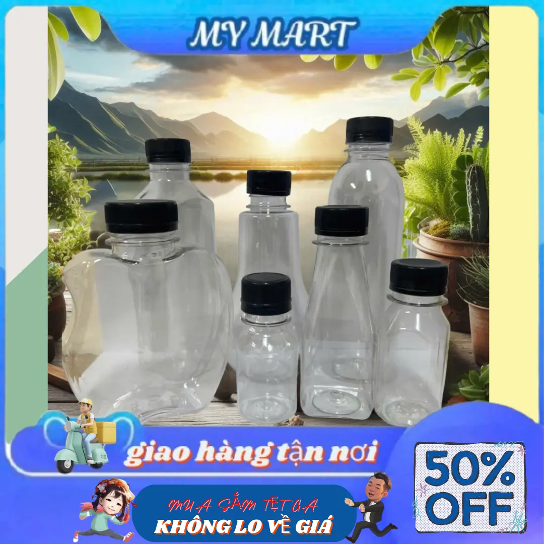 Set 30 chai nhựa nắp vặn 50ml,80ml,100ml,150ml,250ml,300ml,330ml
