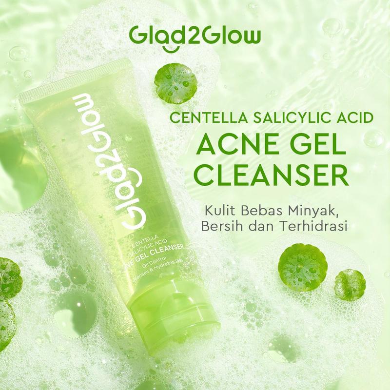 Glad2Glow 3PCS Gel Cleanser Centella Salicylic Acid Acne | Face Wash Facial Cleanser Sabun Cuci Muka Pembersih Pencuci Muka Kering Kotoran Membersihkan Berjerawat Wajah Mencerahkan 4