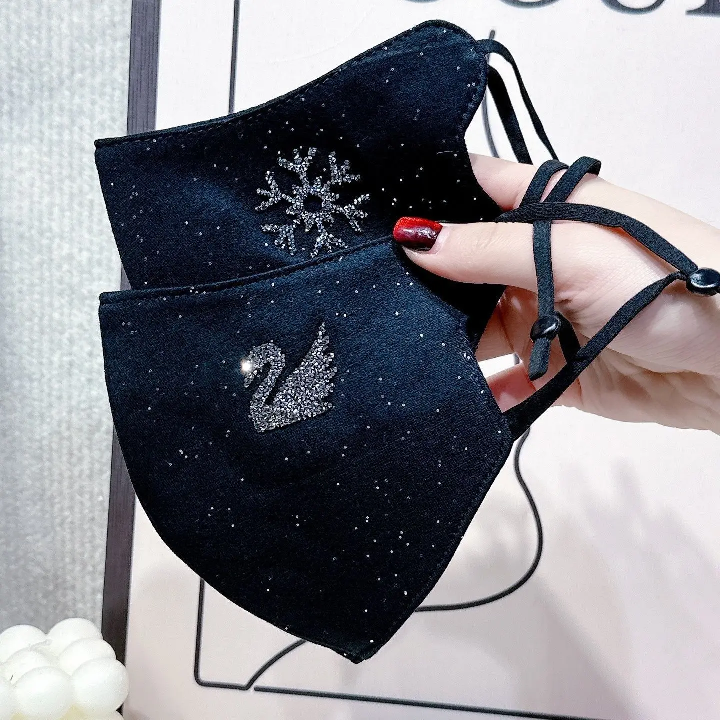 New Star Snowflake Western Style Fashionable Warm Pure Cotton Super Soft Mask Three-Dimensional Adjustable Washable Net Red Same Style