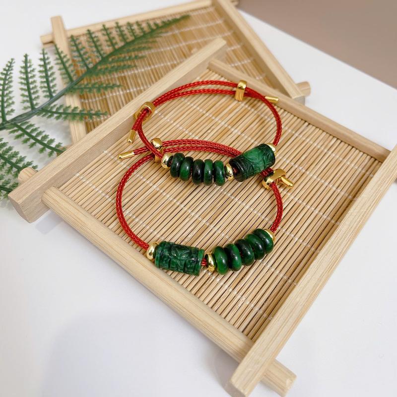 Vòng tay nam nữ lu thống chạm khắc kèm ngũ điếu cẩm ngọc sơn thủy cầu tài lộc, may mắn, bình an 1