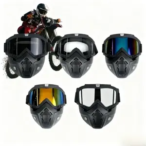 Topeng tahan angin + kacamata pelindung / sepeda motor Harley mode topeng tahan angin off-road olahraga perlindungan set