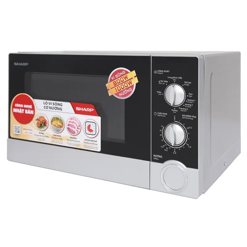 Lò vi sóng có nướng Sharp R-G302VN-S - 23L, Hàng chính hãng bảo hành 1 năm
